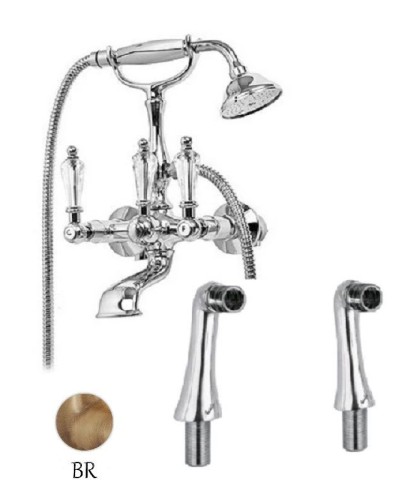 Смеситель на борт ванны с ручным душем бронза, ручки Swarovski Cezares Diamond DIAMOND-PBV-02-Sw