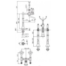 Смеситель на борт ванны с ручным душем бронза, ручки Swarovski Cezares Diamond DIAMOND-PBV-02-Sw