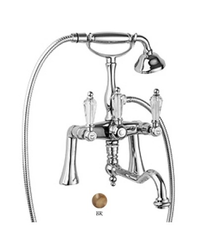 Смеситель на борт ванны с ручным душем бронза, ручки Swarovski Cezares Diamond DIAMOND-PBV2-02-Sw