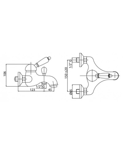 Смеситель для ванны золото 24 карат, ручка Swarovski Nero Cezares Vintage VINTAGE-VDM-03/24-Sw-N