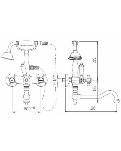 Смеситель для ванны хром Cezares Atlantis-Nostalgia ATLANTIS-NOSTALGIA-VDF2-01