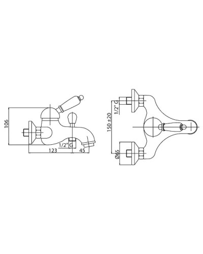 Смеситель для ванны золото 24 карат, ручка Swarovski Nero Cezares Vintage VINTAGE-VM-03/24-Sw-N