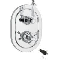 Встраиваемый термостат для ванны на 2 выхода с девиатором хром, ручка Swarovski Nero Cezares Vintage VINTAGE-VDIM2-T-01-Sw-N