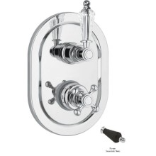 Встраиваемый термостат для ванны на 2 выхода с девиатором хром, ручка Swarovski Nero Cezares Vintage VINTAGE-VDIM2-T-01-Sw-N