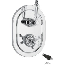 Встраиваемый термостат для ванны на 2 выхода с девиатором хром, ручка Swarovski Nero Cezares Vintage VINTAGE-VDIM2-T-01-Sw-N