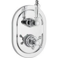 Встраиваемый термостат для ванны на 2 выхода с девиатором  хром, ручка Swarovski Cezares Vintage VINTAGE-VDIM2-T-01-Sw