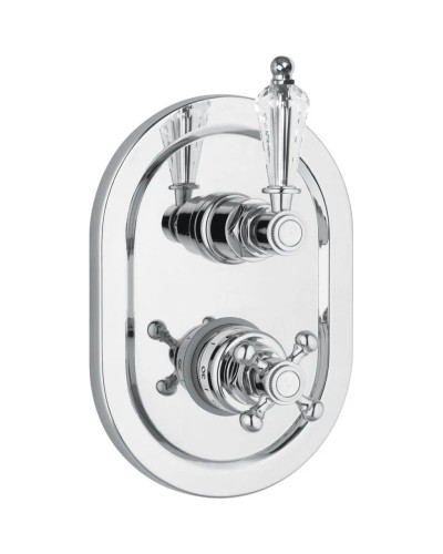 Встраиваемый термостат для ванны на 2 выхода с девиатором  хром, ручка Swarovski Cezares Vintage VINTAGE-VDIM2-T-01-Sw