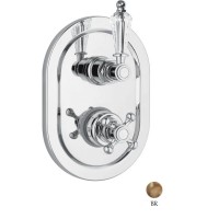 Встраиваемый термостат для ванны на 2 выхода с девиатором бронза, ручка Swarovski Cezares Vintage VINTAGE-VDIM2-T-02-Sw