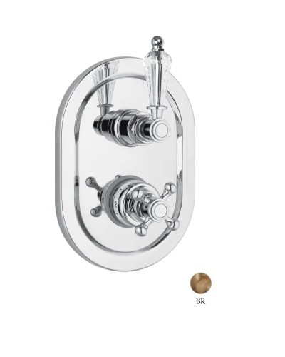 Встраиваемый термостат для ванны на 2 выхода с девиатором бронза, ручка Swarovski Cezares Vintage VINTAGE-VDIM2-T-02-Sw