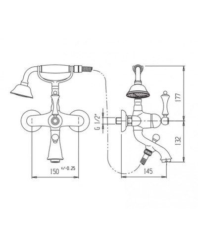 Смеситель для ванны золото 24 карата Cezares Venezia VENEZIA-VDM-03/24-Bi