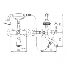 Смеситель для ванны хром Cezares Venezia VENEZIA-VDM-01-Bi