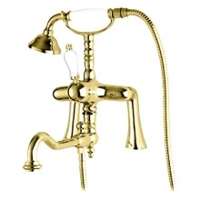 Смеситель на борт ванны с поворотным изливом золото 24 карата Cezares Venezia VENEZIA-PBV2-03/24-Bi