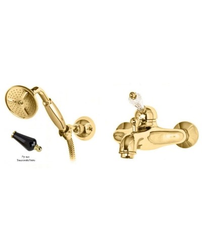 Смеситель для ванны золото 24 карат, ручка Swarovski Nero Cezares Vintage VINTAGE-VDM-03/24-Sw-N