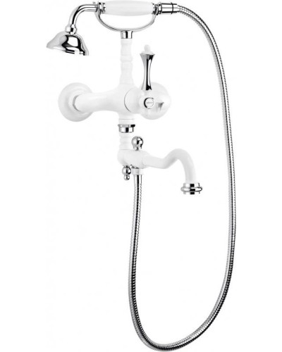 Смеситель для ванны bianco lucido/cromo, ручка bianco lucido/cromo Cezares Margot MARGOT-VDFM2-BLC