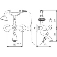Смеситель для ванны bianco lucido/cromo, ручка bianco lucido/cromo Cezares Margot MARGOT-VDM-BLC