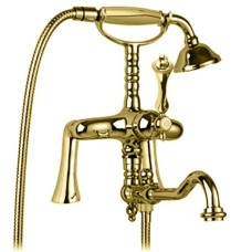 Смеситель на борт ванны с ручным душем золото 24 карат, ручка золото 24 карат Cezares Margot MARGOT-PBV2-03/24-M