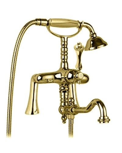 Смеситель на борт ванны с ручным душем золото 24 карат, ручка золото 24 карат Cezares Margot MARGOT-PBV2-03/24-M