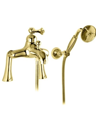 Смеситель на борт ванны с ручным душем золото 24 карат, ручка золото 24 карат Cezares Margot MARGOT-PBVM-03/24-M