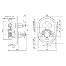 Встраиваемый термостат для ванны хром, ручка белая Cezares Margot MARGOT-VDIM2-T-01-Bi