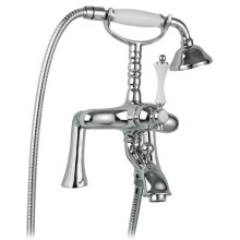 Смеситель на борт ванны с ручным душем хром, ручка белая Cezares Margot MARGOT-PBV-01-Bi