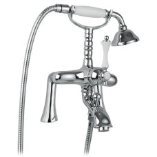 Смеситель на борт ванны с ручным душем хром, ручка белая Cezares Margot MARGOT-PBV-01-Bi