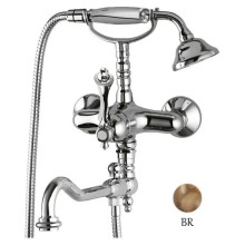 Смеситель на борт ванны с ручным душем бронза, ручка бронза Cezares Margot MARGOT-PBV2-02-M