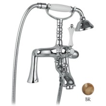 Смеситель на борт ванны с ручным душем бронза, ручка белая Cezares Margot MARGOT-PBV-02-Bi