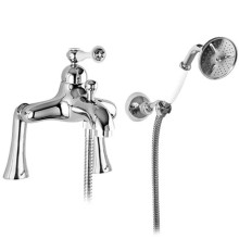 Смеситель на борт ванны с ручным душем хром, ручка белая Cezares Margot MARGOT-PBVM-01-Bi