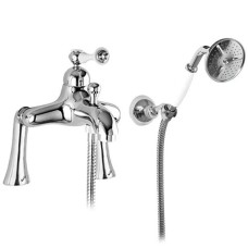 Смеситель на борт ванны с ручным душем хром, ручка белая Cezares Margot MARGOT-PBVM-01-Bi