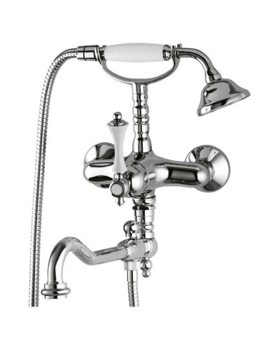 Смеситель на борт ванны с ручным душем хром, ручка белая Cezares Margot MARGOT-PBV2-01-Bi