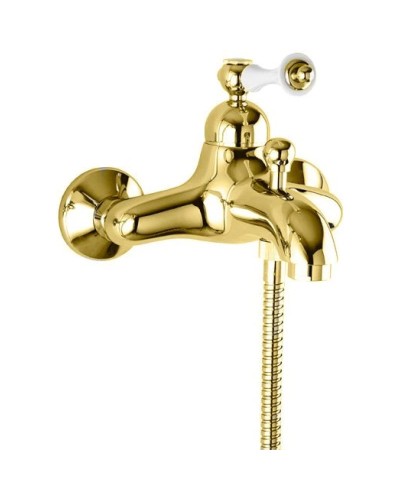 Смеситель для ванны золото 24 карат, ручка белая Cezares Margot MARGOT-VM-03/24-Bi