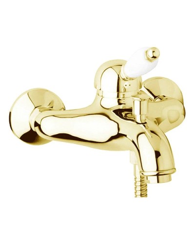 Смеситель для ванны золото 24 карат, ручка белая Cezares Elite ELITE-VM-03/24-Bi