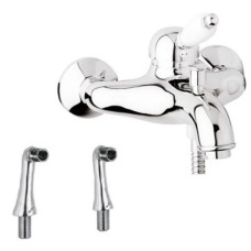 Смеситель на борт ванны хром, ручка белая Cezares Elite ELITE-PBVM-01-Bi