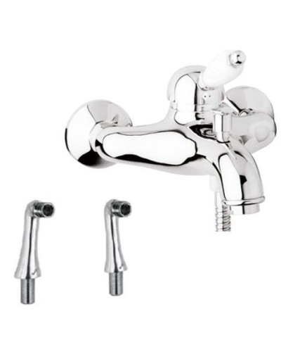 Смеситель на борт ванны хром, ручка белая Cezares Elite ELITE-PBVM-01-Bi