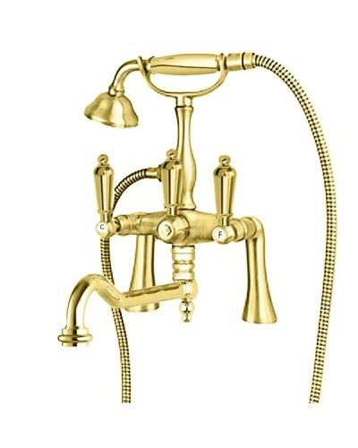 Смеситель на борт ванны с ручным душем золото 24 карат, ручки металл Cezares First FIRST-PBV2-03/24-M