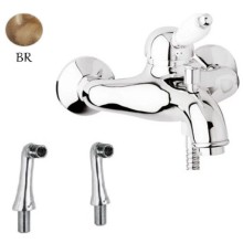 Смеситель на борт ванны бронза, ручка белая Cezares Elite ELITE-PBVM-02-Bi