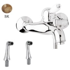 Смеситель на борт ванны бронза, ручка белая Cezares Elite ELITE-PBVM-02-Bi