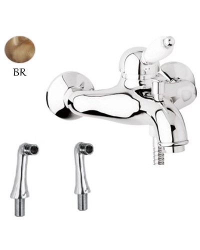 Смеситель на борт ванны бронза, ручка белая Cezares Elite ELITE-PBVM-02-Bi