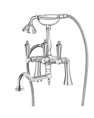 Смеситель на борт ванны с ручным душем хром, ручки металл Cezares First FIRST-PBV2-01-M