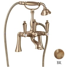 Смеситель на борт ванны с ручным душем бронза, ручки металл Cezares First FIRST-PBV-02-M
