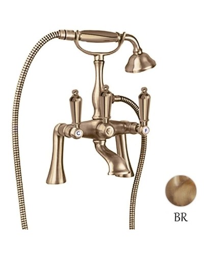 Смеситель на борт ванны с ручным душем бронза, ручки металл Cezares First FIRST-PBV-02-M