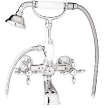 Смеситель для ванны с ручным душем хром, ручки хром Cezares Nostalgia NOSTALGIA-VD-01