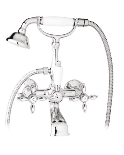 Смеситель для ванны с ручным душем хром, ручки хром Cezares Nostalgia NOSTALGIA-VD-01