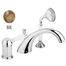 Смеситель на борт ванны бронза, ручка белая Cezares Elite ELITE-BVDM-02-Bi