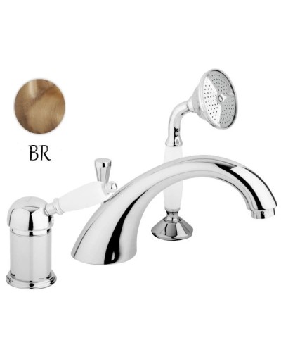 Смеситель на борт ванны бронза, ручка белая Cezares Elite ELITE-BVDM-02-Bi