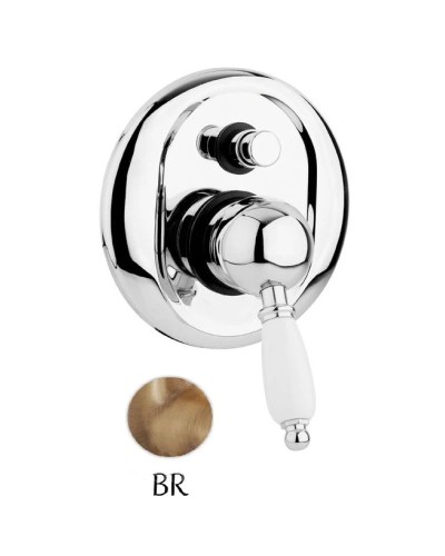 Смеситель для ванны бронза, ручка белая Cezares Elite ELITE-VDIM-02-Bi