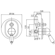 Смеситель для ванны бронза, ручка белая Cezares Elite ELITE-VDIM-02-Bi