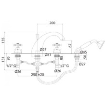 Смеситель на борт ванны с ручным душем Cezares Golf GOLF-BVD-01-BI