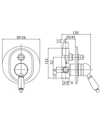 Смеситель для ванны бронза, ручка металл Cezares Elite ELITE-VDIM-02-M