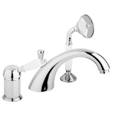 Смеситель на борт ванны хром, ручка белая Cezares Elite ELITE-BVDM-01-Bi